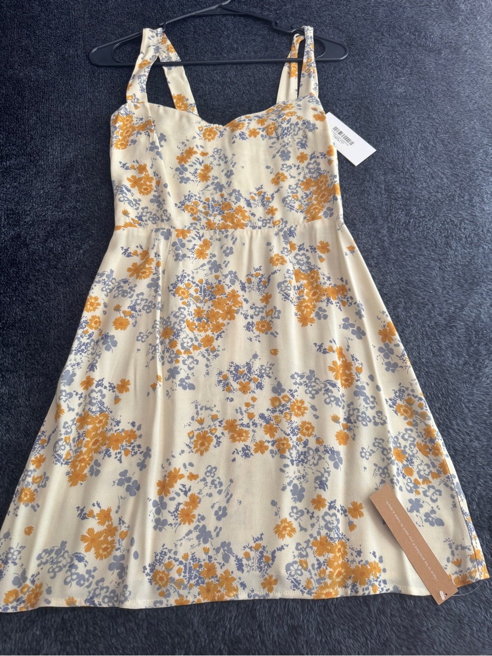 Reformation Cream Floral Midi Dress with Mustard & Lavender Print